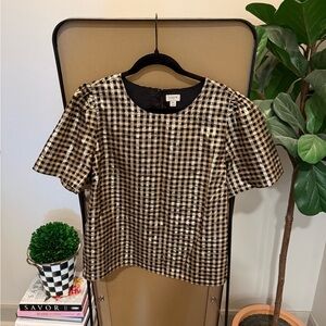 J. Crew F Black and Gold Metallic Top